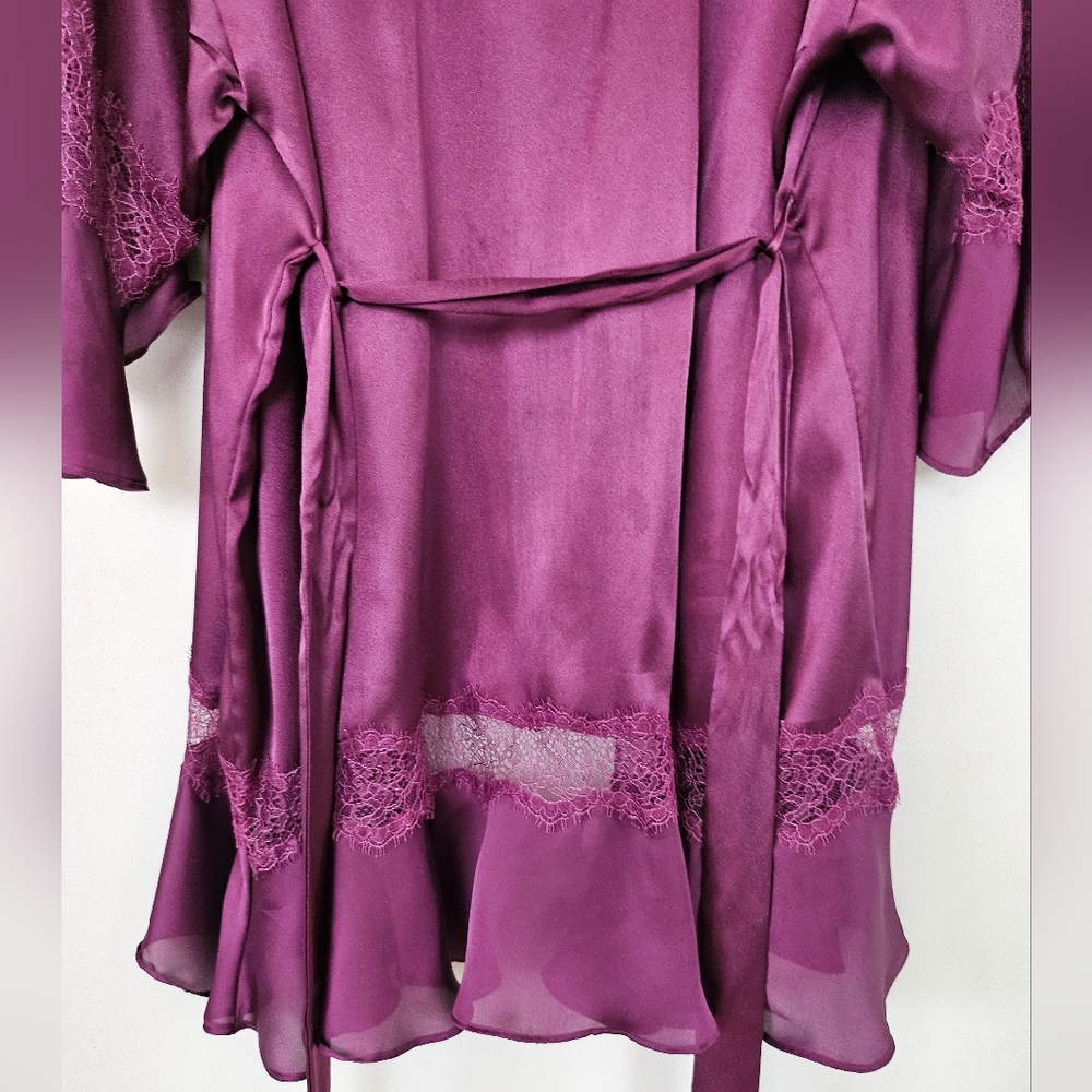 Victoria's Secret Plum Satin Tie-Front Robe - Picture 8 of 10